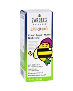 Zarbee's Cough Syrup and Mucus Reducer - Childrens - Nighttime - 4 oz