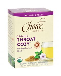 Choice Organic Teas - Organic Throat Cozy Tea - 16 Bags - Case of 6