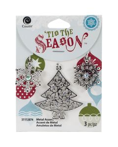 Cousin Tis The Season Accents-Silver Tree & Snowflakes 3/Pkg
