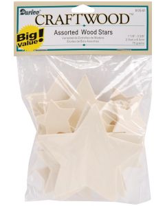 Darice Wood Turning Shapes-Assorted Stars 1.125" To 3.375" 32/Pkg