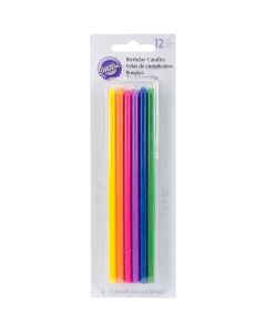 Wilton Long Birthday Candles 5.875" 12/Pkg-Assorted Colors