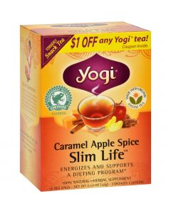 Yogi Snack Tea 100% Natural Tea Caramel Apple Spice - 16 Tea Bags - Case of 6