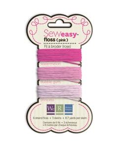 We R Memory Keepers Sew Easy Solid 6-Strand Floss 8.7yd 3/Pkg-Pink