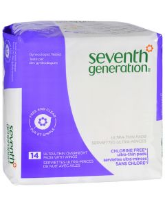 Seventh Generation Pads - Overnight - Ultra-Thin - with Wings - 14 Count