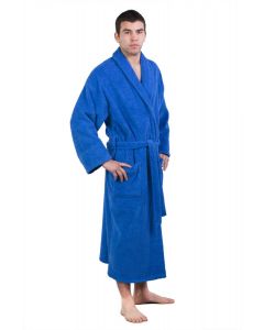 Bare Cotton 100% Turkish Cotton Adult Terry Shawl Robe - Royal Blue - Adult - Small Medium - Adult Terry Shawl Robe - Royal Blue - Small Medium