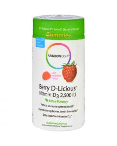 Rainbow Light Berry-D-Licious Vitamin D3 Ripe Raspberry - 2500 IU - 50 Gummies