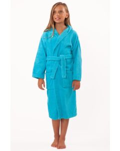 Bare Cotton 100% Turkish Cotton Kids Hooded Terry Robe - Turquoise - Kids (Age 3-6) - Small Medium - Kids Hooded Terry Robe - Turquoise - Small Medium