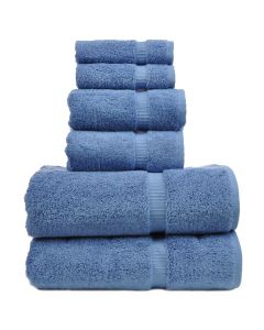 Bare Cotton Luxury Hotel&Spa Towel 100% Genuine Turkish Cotton 6 Piece Towel Set-Wedgewood-Dobby Border