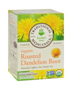 Traditional Medicinals Organic Roasted Dandelion Root Herbal Tea - 16 Tea Bags - Case of 6