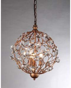 Warehouse of Tiffany Bronzetone Sphere and Crystal 3-light Chandelier