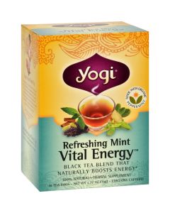 Yogi ReVitalize Herbal Tea Energizing Assam Mint - 16 Tea Bags - Case of 6