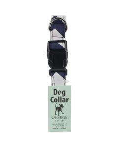 Cape Hobbycraft Medium Navy Chevron Dog Collar W/Welded D-Ring Buckle-Neck Size 12"X18", 1" Width