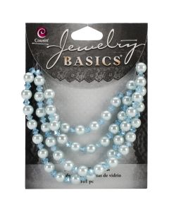 Cousin Jewelry Basics Pearl & Crystal Bead Mix 6mm 101/Pkg-Turquoise Round