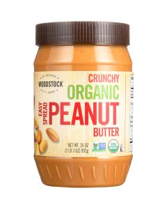 Woodstock Nut Butter - Organic - Peanut - Easy Spread - Crunchy - Salted - 35 oz - case of 12