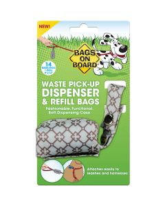 Bags on Board Fashion Dispenser and Poop Bag Refills Chevron Print 14 bags Blue