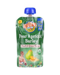 Earth's Best Earths Best Baby Food - Organic - Fruit and Grain Puree - Pouch - Age 6 Months Plus - Stage 2 - Pear Apricot Barley - 4.2 oz - case of 12