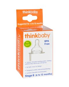 Thinkbaby Stage B Nipple with Vent (6-12 Months) - 2 Pack - Thinkbaby Stage B Nipple with Vent (6-12 Months) - 2 Pack