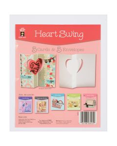 Hot Off The Press Die-Cut Cards W/Envelopes 5/Pkg-Heart Swing