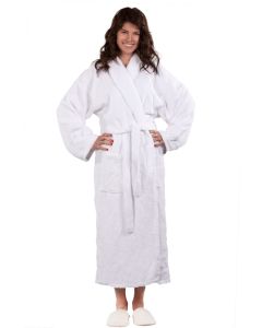 Bare Cotton 100% Turkish Cotton Adult Terry Shawl Robe - White - Adult - One Size - Adult Terry Shawl Robe - White - One Size