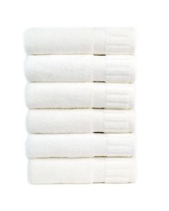 Bare Cotton Luxury Hotel & Spa Towel 100% Genuine Turkish Cotton Hand Towels - White - Piano  - Set of 6
