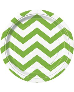 Unique Industries Luncheon Plates 7" 8/Pkg-Lime Green Chevron