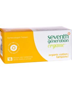 Seventh Generation Chlorine Free Organic Cotton Tampons - Regular - 16 Tampons - Case of 12