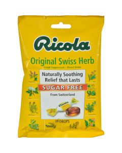 Ricola Sugar Free Drops - Swiss Herb - Case of 12 - 19 Pack