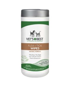 Vet's Best Dog Flea and Tick Wipes 50 count White 3.3" x 3.3" x 8"