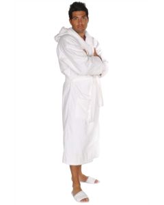 Bare Cotton 100% Turkish Cotton Adult Hooded Terry Velour Robe - White - Adult - Small Medium - Adult Hooded Terry Velour Robe - White - Small Medium