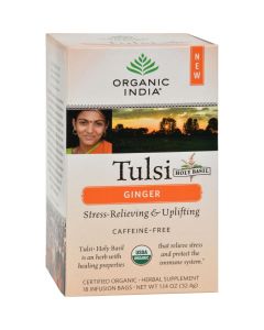 Organic India Tulsi Tea Ginger - 18 Tea Bags - Case of 6