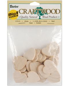 Darice Wood Turning Shapes-Heart 1" 40/Pkg