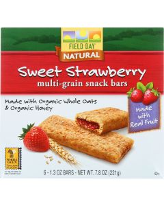 Field Day Snack Bars - Organic - Multi-Grain - Filled - Sweet Strawberry - 6/1.3 oz - case of 6