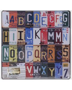 BCI Crafts Salvaged License Plates Metal Collage 12"X12"-Alphabet Letters