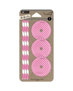 Hampton Art Lids & Straws 3/Pkg-Pink Dot