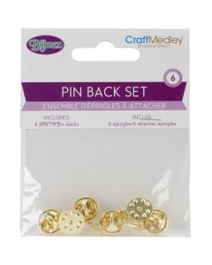 Multicraft Imports Pin Back Sets 6/Pkg-Gold
