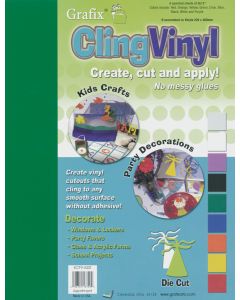 Grafix Cling Vinyl 9"X12" 9/Pkg-Assorted Colors