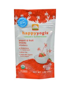 Happy Baby Happy Yogis Organic Superfoods Yogurt and Fruit Snacks Strawberry - 1 oz - Case of 8