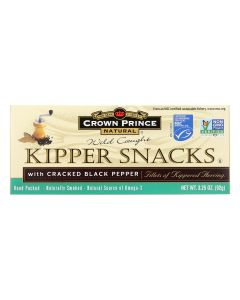 Crown Prince Kipper Snacks - With Cracked Black Pepper - Case of 18 - 3.25 oz.