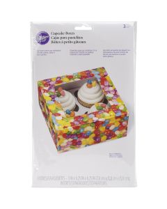 Wilton Cupcake Boxes 3"X6.25"X6.25" 3/Pkg-Photo Real Jelly Bean 4 Cavity