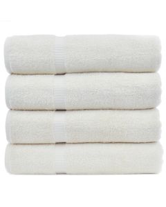 Bare Cotton Luxury Hotel & Spa Towel 100% Genuine Turkish Cotton Bath Towels - Beige - Dobby Border  - Set of 4