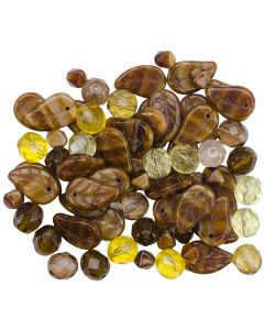 Mode International Square Tube Glass Beads 2oz-Pressed Amber Mix
