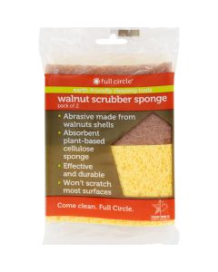 Full Circle Home Sponge Walnut Scrubber - Case of 6 - 2 Pack