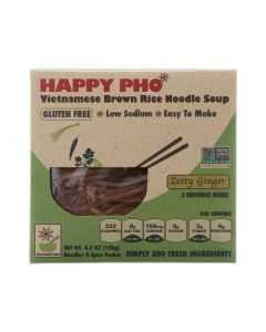 Star Anise Foods Soup - Brown Rice Noodle - Vietnamese - Happy Pho - Zesty Ginger - 4.5 oz - case of 6