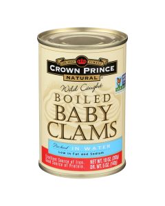 Crown Prince Clams - Boiled Baby Clams In Water - Case of 12 - 10 oz.