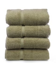 Bare Cotton Luxury Hotel & Spa Towel 100% Genuine Turkish Cotton Bath Towels - Drift Wood - Dobby Border  - Set of 4