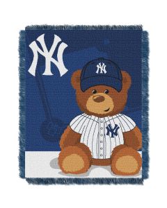 The Northwest Company Yankees  Baby 36x46 Triple Woven Jacquard Throw - Field Bear Series