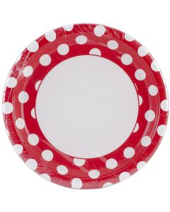 Unique Industries Dinner Plates 9" 8/Pkg-Ruby Red Decorative Dots
