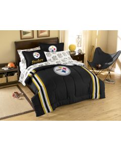 The Northwest Company Steelers Twin/Full Chenille Embroidered Comforter Set (64x86) with 2 Shams (24x30) (NFL) - Steelers Twin/Full Chenille Embroidered Comforter Set (64x86) with 2 Shams (24x30) (NFL)