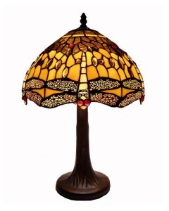 Warehouse of Tiffany Tiffany Style Amber Dragonfly Table Lamp
