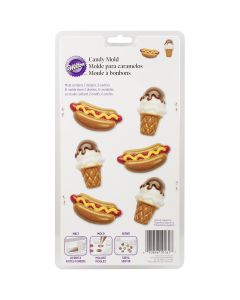 Wilton Candy Mold-Hot Dog & Ice Cream 6 Cavity (2 Designs) - Candy Mold-Hot Dog & Ice Cream 6 Cavity (2 Designs)